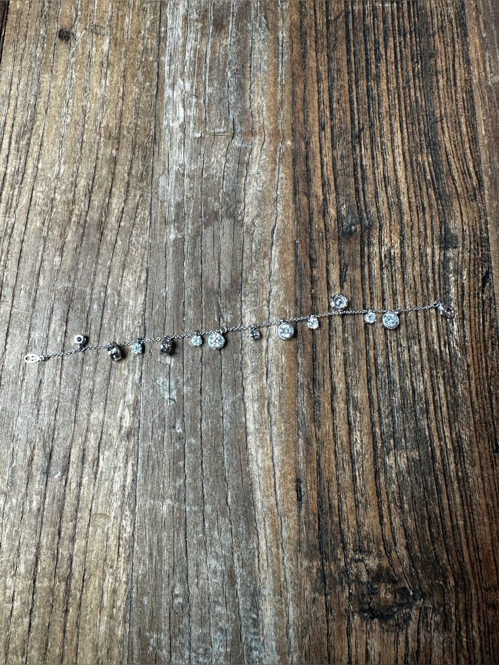 Sterling Silver Crystal Charm Bracelet in Silver